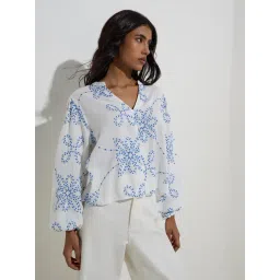 LOV by Westside White Floral Embroidered Top-picture-42