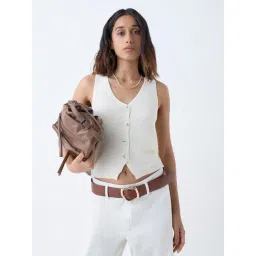 LOV by Westside White Knit-Textured Top-picture-26