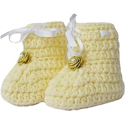 love crochet art 6-12 Months Classic Crochet Baby Booties - Cream-picture-0