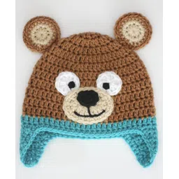 Love Crochet Art Bear Designed Crochet Bear Cap - Brown & Blue-picture-20
