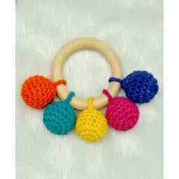 Love Crochet Art Beech Wood Rattle Teether - Multicolour-picture-44