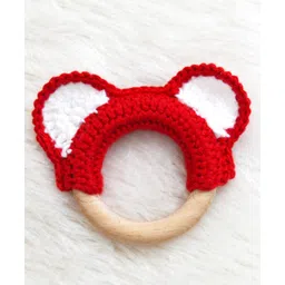 Love Crochet Art Beech Wood Ring Shape Teether - Red-picture-45