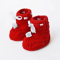 love crochet art Cute Baby Booties Shoes for Born Baby - Red-picture-2