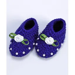 Love Crochet Art Wool Pearl Embellished Booties - Blue-picture-8