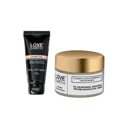 LOVE EARTH Set of Charcoal Peel Off Mask 50 g + Vitamin C & Glutathione Cream Scrub 50g-picture-18