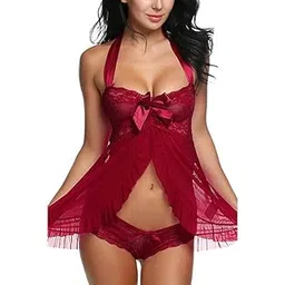 love maker Net Lace Above Knee Babydoll Sleepwear Lingerie Women Small to 2XL-picture-21