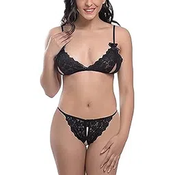 love maker Women's Animal Print & Embellished Bikini Bra Panty Lingerie Set for Women.-picture-17