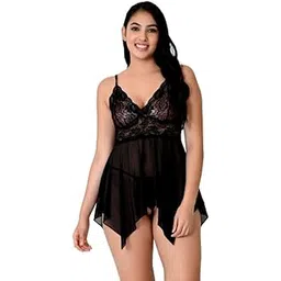 love maker Women's Net Above Knee Babydoll Nightwear Honeymoon Nighty S-3XL-picture-16