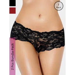 LoveAasan Women Pack Of 2 Self Design Lace Hipster Briefs-picture-10