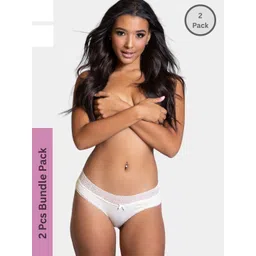 LoveAasan Women Pack Of 2 White Solid With Lace Low Rise Nylon Hipster Panties-picture-36