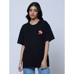 LoveDky Graphic Printed Drop-Shoulder Sleeves Cotton Oversized T-shirt-picture-23