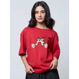 LoveDky Graphic Printed Drop-Shoulder Sleeves Oversized Pure Cotton T-shirt-picture-40