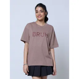 LoveDky Typography Printed Drop-Shoulder Sleeves Cotton T-shirt-picture-29