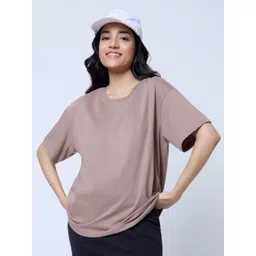 LoveDky Women Solid Round Neck Cotton Oversized T-shirt-picture-16