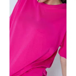 LoveDky Women Solid Round Neck Cotton Oversized T-shirt image 3