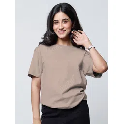 LoveDky Women Solid Round Neck Cotton T-shirt-picture-31