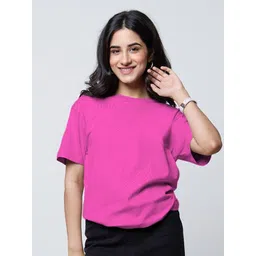 LoveDky Women Solid Round Neck Cotton T-shirt-picture-23