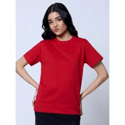 LoveDky Women Solid Round Neck Cotton T-shirt-picture-30