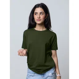 LoveDky Women Solid Round Neck Cotton T-shirt-picture-22