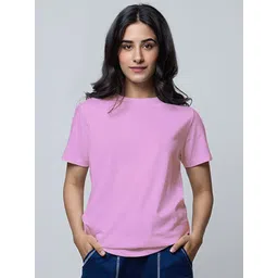 LoveDky Women Solid Round Neck Cotton T-shirt-picture-28