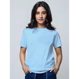 LoveDky Women Solid Round Neck Cotton T-shirt-picture-27