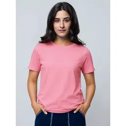 LoveDky Women Solid Round Neck Cotton T-shirt-picture-26