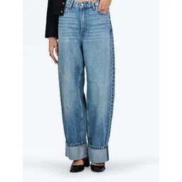 LOVEGEN Women Wide Leg Low Distress Light Fade Jeans-picture-33