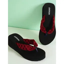 LOVEHUSH Maroon Open Back Wedge Sandals-picture-0