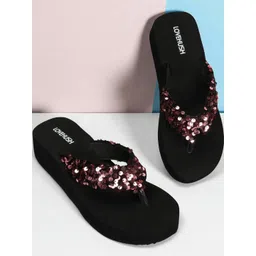 LOVEHUSH Women Super Soft Anti-Skid Embellished Wedge Heels Slippers-picture-38