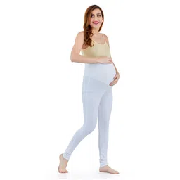 Lovely Mom's Solid Stretchable Pre & Post Maternity Leggings - White-picture-11
