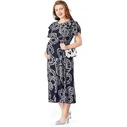 lovely mom's Tie-Dye Pattern Rayon Maternity Dress | Knee-Length, Boat-Neck with Butterfly Sleeves/Dual-Zippers for Effortless Nursing | Pre & Post Pregnancy Women's-picture-52