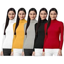 lovo Women's Woollen Warm Full Sleeves High Neck/Inner/Skivvy for Winters Pack of 5 - Free Size-picture-20