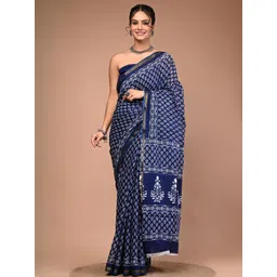 Lovwear Blue Pure Cotton Sarees-picture-22