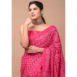 lovwear Printed, Color Block, Blocked Printed, Hand Painted Ikkat Pure Cotton Saree-picture-23