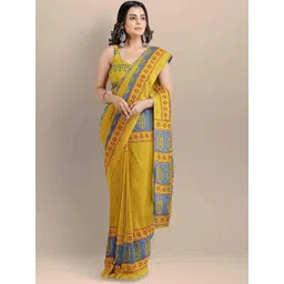 Lovwear Yellow Pure Cotton Sarees-picture-30