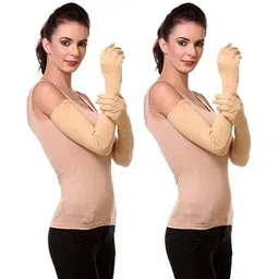 lp london paree London paree Combo pack Women's Cotton Full Hand Gloves for sun protection bike riding BFC88 Set Of 2(Free Size, Beige)-picture-40