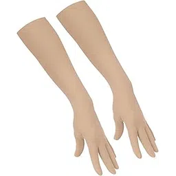LP London paree Men's and Women's Cotton Full Hand Gloves for Sun Protection Bike Riding (Beige, Free Size) full Length Above Elbow GLoves-picture-11