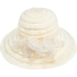 LR Decor E-Shop Fashion Women Elegant Lace Flower Derby Sun Hat Party Wedding Cap Beige-picture-26