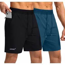 lripsome Pack of 2 Solid Men Black, Blue Regular Shorts-picture-27