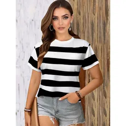 LRIPSOME Women Striped Pockets T-shirt image 1