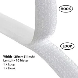 lucknow crafts Velcro 10 m Hook + 10 m Loop Fastening Stick Grip tape roll strips (White) Sew-on Velcro-picture-10
