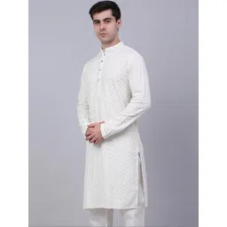 LUCKNOWI FASHION Men Embroidered Chikankari Handloom Kurta-picture-23