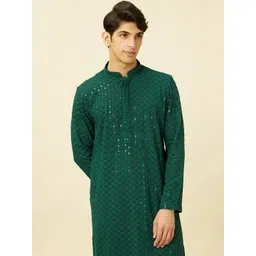 LUCKNOWI FASHION Men Embroidered Regular Sequinned Kurta with Pyjamas-picture-17