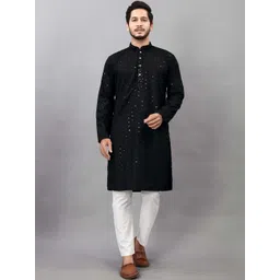 LUCKNOWI FASHION Men Embroidered Thread Work Handloom Kurta-picture-15