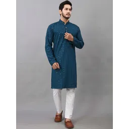 LUCKNOWI FASHION Men Ethnic Motifs Regular Sequinned Kurta with Pyjamas-picture-35