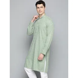 LUCKNOWI FASHION Men Geometric Embroidered Thread Work Handloom Kurta-picture-36