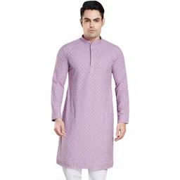 LUCKNOWI FASHION Men Geometric Embroidered Thread Work Handloom Kurta-picture-15