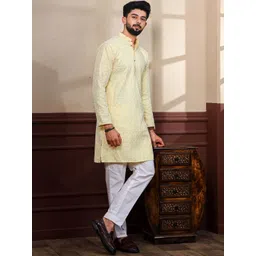 LUCKNOWI FASHION Men Printed Handloom Kurta-picture-41