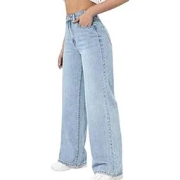 Lucky Clothing - Women's High Rise - Wide Leg Jeans || Non-Stretchable Denim || Trendy & Comfortable Casual Wear || Stylish & Durable Ladie's Pant image 1