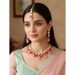 LUCKY JEWELLERY 18K God Plated & Kundan Studded Jewellery Set-picture-31